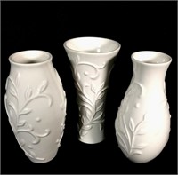 (3) Lenox "Opal Innocence" Carved Vases, 5.25"t