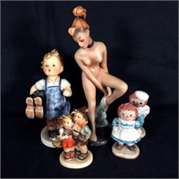 (3) Figurines, Nude, Goebel, Hummel (damaged)