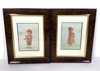(2) Numbered Prints, Boy and Girl,