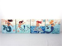 (4) Silk Screen Mermaid Prints
