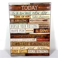 Faux Painted Wood Sign, "Today", Inspirational