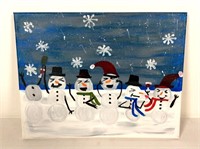 Silk Screen Print on Canvas, Snowmen