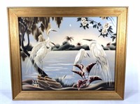 Vintage Deco Print with (3) Egrets