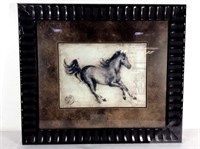 Framed Galloping Horse Print, 28"w x 20"t