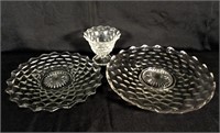 Lot (3) Fostoria American, Platters, Footed Bowl