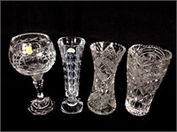 Lot (4) Crystal Vases, Various Marks