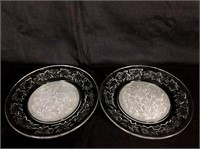 (2) Crystal Christmas Plates, 10"round