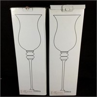 (2) Tall Footed Hurricane Candle Holders, 21"t