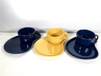 (3) Soup & Sandwich Set, (1) Yellow (2) Blue, 12"w