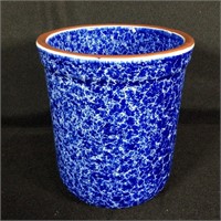 Style-Lyes, Blue Spongeware, Utensil Jar, 7"t