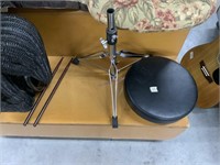 Drummers stool and drum sticks