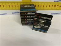 Six boxes of Sigma 6 pound clear blue 300 yard