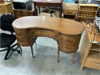 Antique kidney shaped inlaid desk