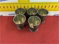 Five Pewter cups