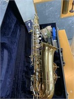 Arron alto saxaphone with case and contents