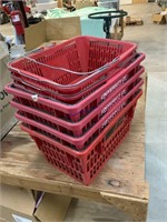 Stack of red baskets