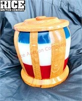 Hand Crafted Wiskey Barrel Wood Jar