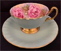 DESIRABLE AYNSLEY CABBAGE ROSE CUP AND SAUCER