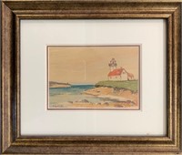 LOVELY FRED NICHOLAS SIGNED WATERCOLOR/LIGHTHOUSE