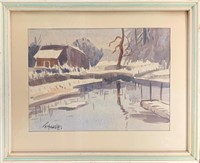 WELL DONE FRED NICHOLAS SIGNED WATERCOLOR - SCENIC