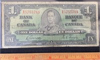 1937 BANK OF CANADA ONE DOLLAR BANK NOTE
