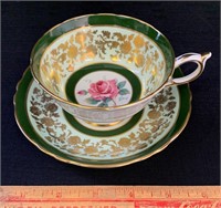 PRETTY FLORAL INTERIOR PARAGON CUP AND SAUCER