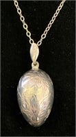 UNIQUE ETCHED STERLING SILVER PENDANT AND CHAIN