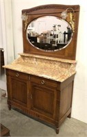 Vintage Marble Top Dresser with Lights & Mirror
