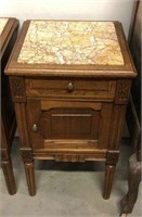 Antique Victorian Nightstand w/ Inset Marble Top