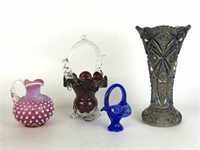 Imperial Hobstar Nucut Vase, Fenton Pitcher & More