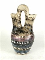 Handmade Navajo Horsehair Wedding Vase Signed Will