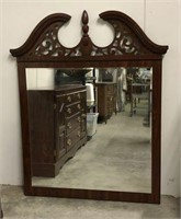 Mahogany Finished Ornate & Beveled Mirror