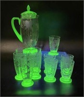 Vaseline Glass Drinkware Set