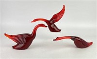 Heisey by Mosser Ruby Red Swan Figurines