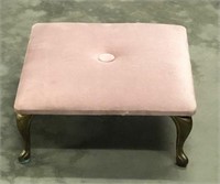Velour Upholstered Brass Footstool