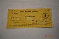Sears, Roebuck & Co. Five Cent Check