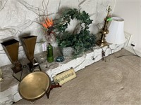 LARGE LOT OF DECOR ON MANTLE