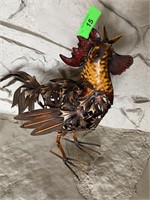 METAL ROOSTER DECOR SCULPTURE