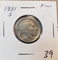1931S Buffalo Nickel F