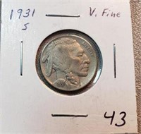 1931S Buffalo Nickel VF