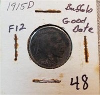 1915D Buffalo Nickel F12 GOOD DATE