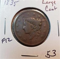 1835 Large One Cent F12