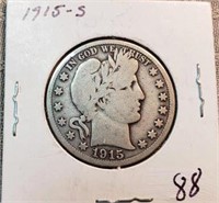 1915S Barber Half Dollar