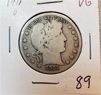 1911D Barber Half Dollar VG