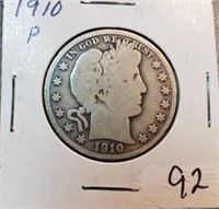 1910P Barber Half Dollar