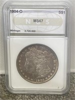 1904-O Morgan silver dollar NGS graded MS67 US