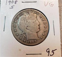 1908S Barber Half Dollar VG