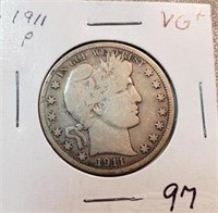 1911 Barber Half Dollar VG+