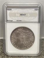 1899 Morgan silver dollar US coin NGS graded MS67