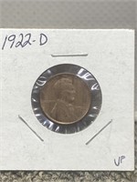 1922 - D Lincoln wheat back one cent penny US
